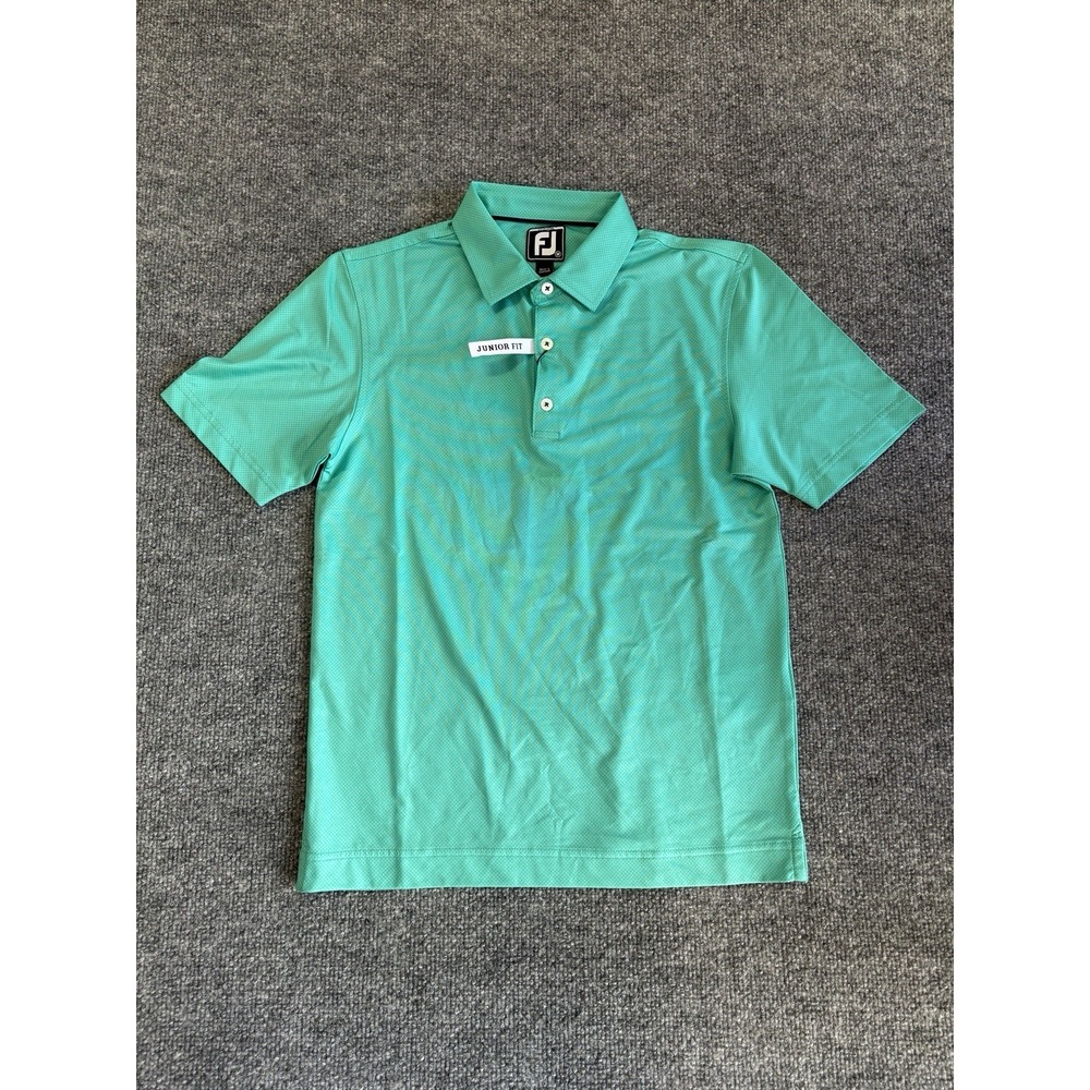 Footjoy Junior Tonal Dot Print Golf Polo Shirt Emerald Green Kids Medium 30482